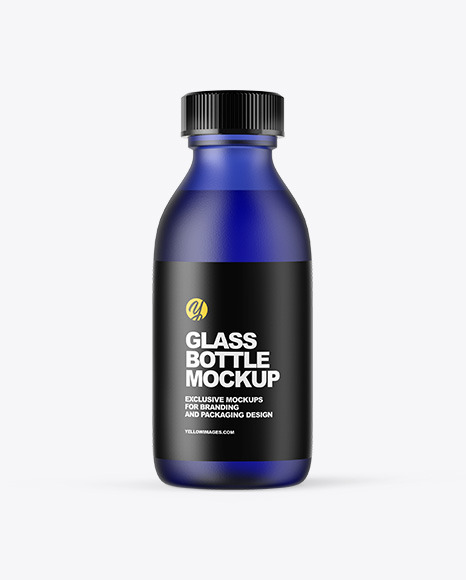 Frosted Blue Glass Oil Bottle Mockup