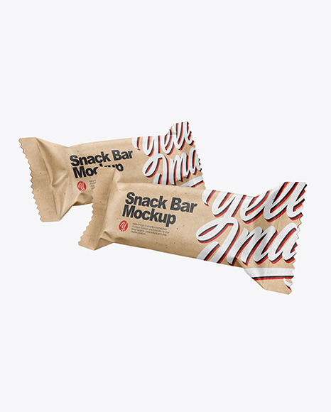 Two Kraft Paper Snack Bars Mockup