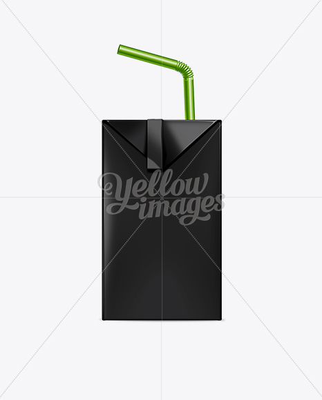 200ml Juice Carton Package with Straw Mockup