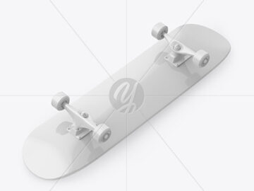 Glossy Skateboard Mockup - Halfside View