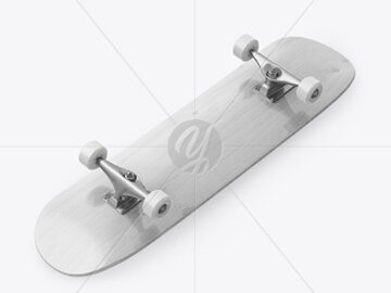Wooden Skateboard Mockup - Halfside View