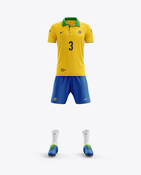 Men’s Full Soccer Kit with Open Collar mockup (Front View)