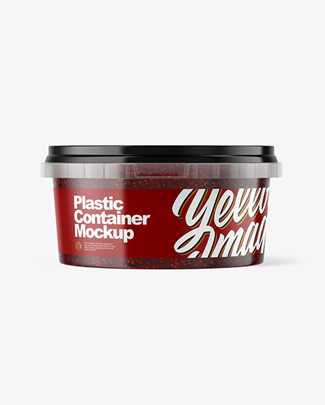 Plastic Container with Raspberry Jam Mockup