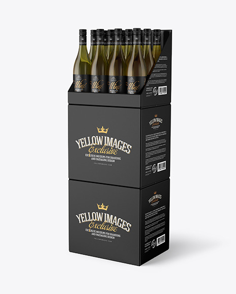 Stand with White Wine Bottles Mockup