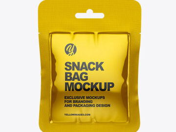 Glossy Metallic Snack Bag Mockup
