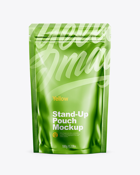 Metallic Stand Up Pouch with Zipper Mockup - Front View