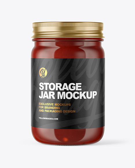 Clear Glass Jar with Sauce Mockup