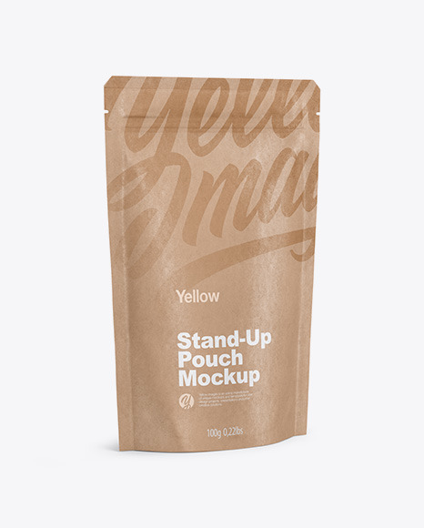 Kraft Stand Up Pouch with Zipper Mockup - Half Side View