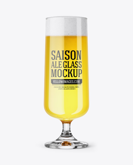 Goblet Glass with Saison Ale Mockup
