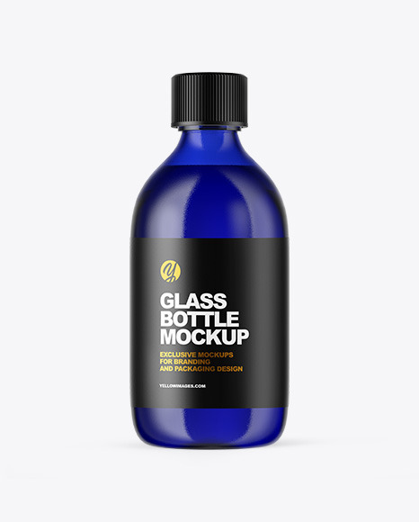 Blue Glass Oil Bottle Mockup