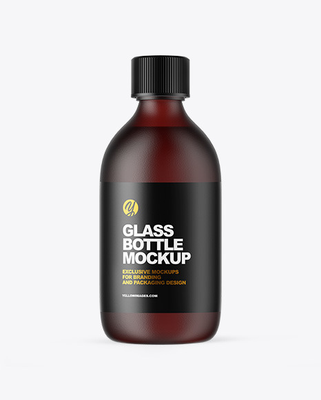 Frosted Dark Amber Glass Oil Bottle Mockup