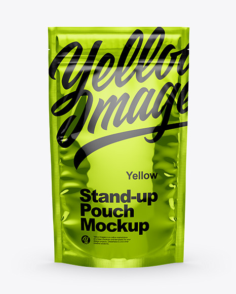 Glossy Metallic Stand Up Pouch with Zipper Mockup