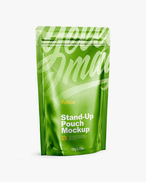 Metallic Stand Up Pouch with Zipper Mockup - Half Side View