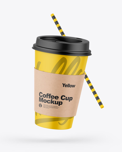 Matte Coffee Cup W/ Straw Mockup