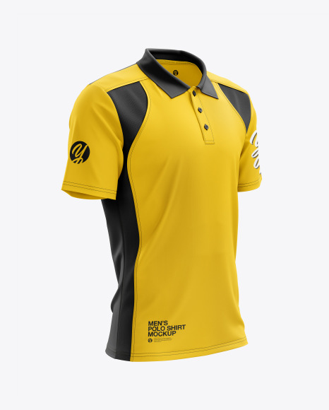 Men’s Club Polo Shirt mockup (Right Half Side View)
