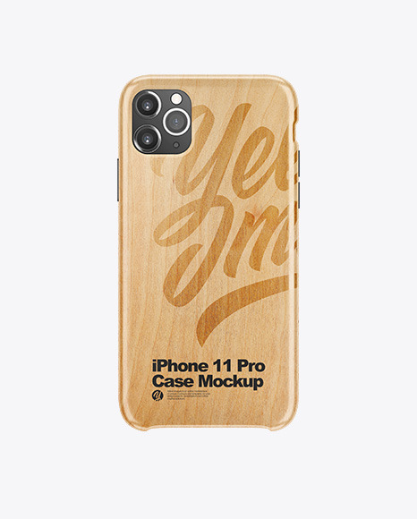 iPhone 11 Pro White Wooden Case Mockup