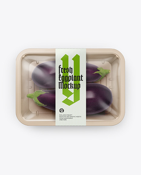 Plastic Tray With Eggplant Mockup