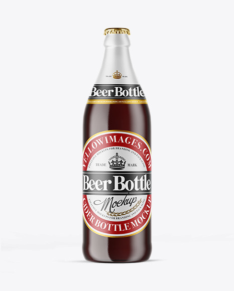 Clear Glass Bottle with Red Ale Mockup