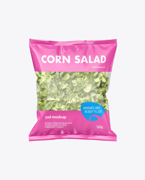 Plastic Bag With Salad Mockup