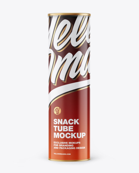 Glossy Snack Tube w/ Chips & Transparent Cap Mockup