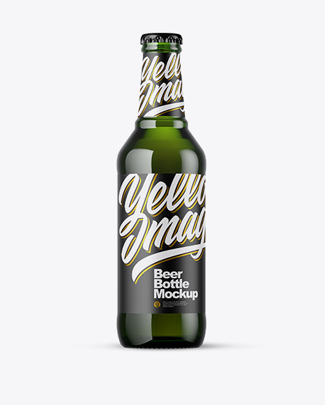 330ml Green Glass Beer Bottle Mockup