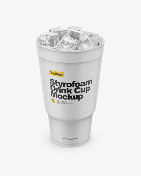 Styrofoam Cup With Ice Mockup