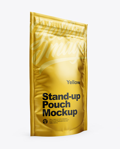 Matte Metallic Stand Up Pouch with Zipper Mockup