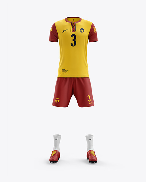 Men’s Full Soccer Kit with Lace-Up Jersey mockup (Front View)