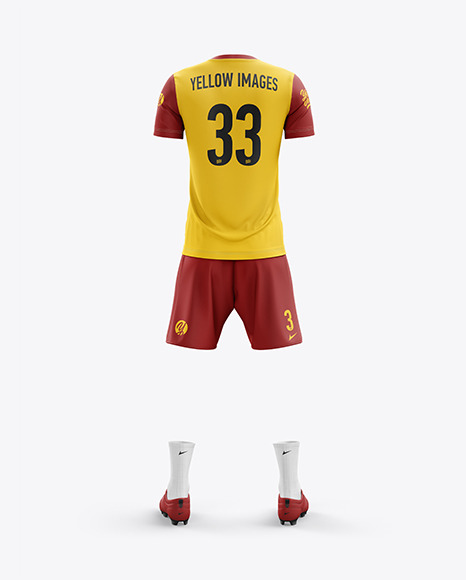 Men’s Full Soccer Kit with Lace-Up Jersey mockup (Back View)