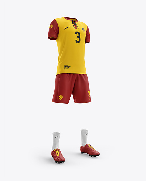 Men’s Full Soccer Kit with Lace-Up Jersey mockup (Hero Shot)