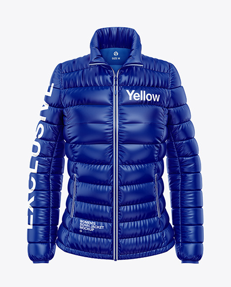 Glossy Women's Down Jacket Mockup - Front View