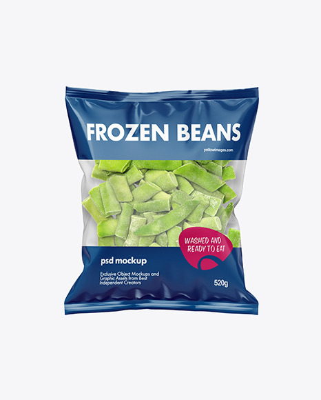 Plastic Bag With Frozen Beans Mockup