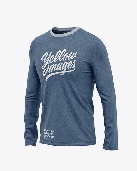 Men’s Heather Long Sleeve T-Shirt - Front Half Side View