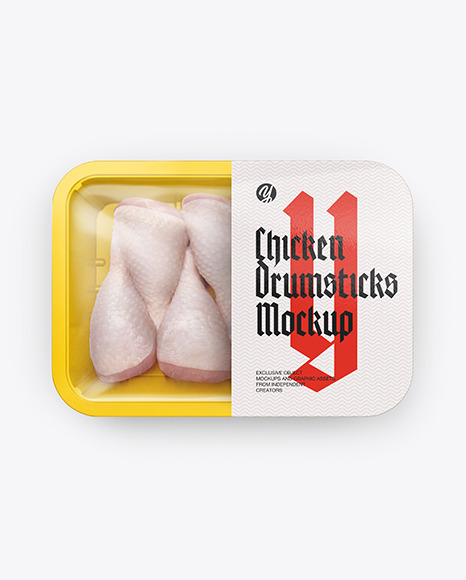 Plastic Tray With Chicken Drumsticks Mockup