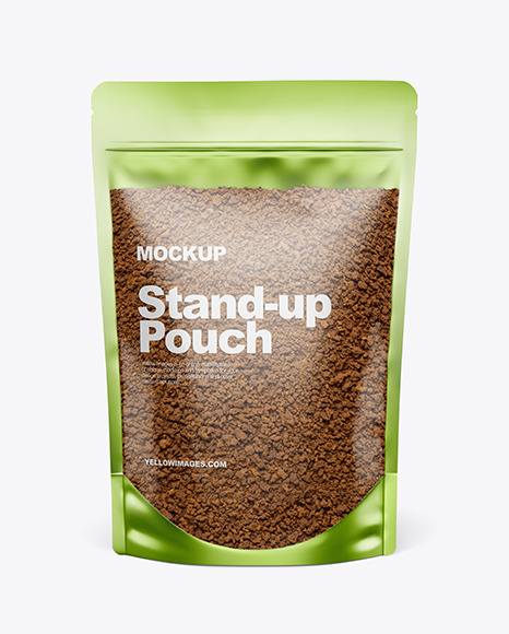 Stand-Up Pouch w/ Coffee Mockup