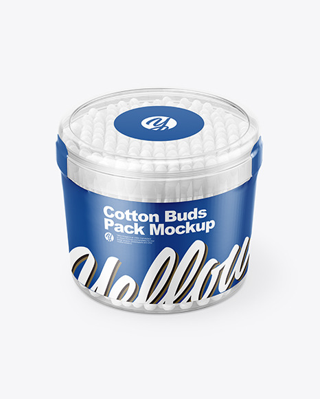 Plastic Box w/ Cotton Buds Mockup