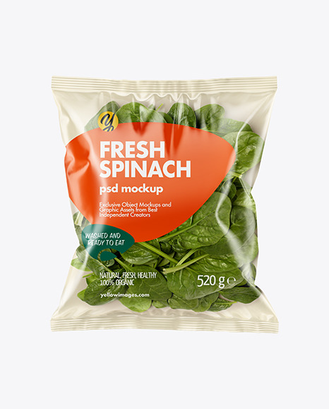 Plastic Bag With Spinach Mockup