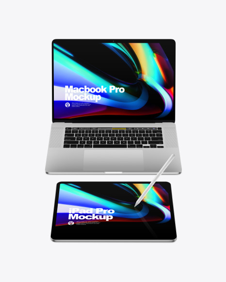 MacBook Pro 16" And iPad Pro 12.9" Front View Mockup