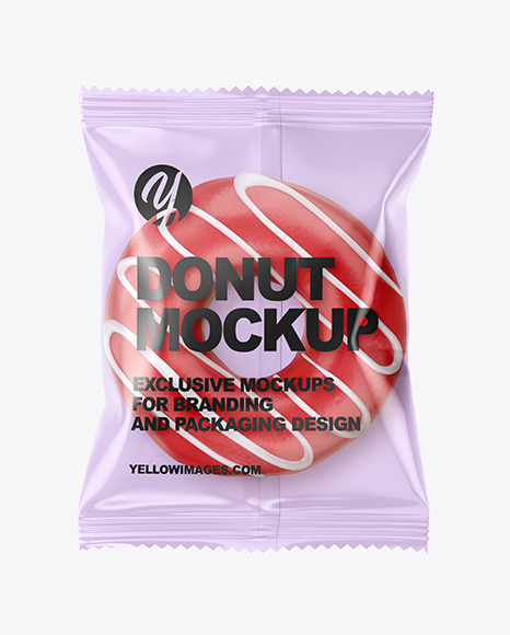 Plastic Bag With Red Glazed Donut Mockup