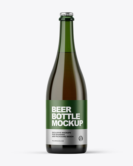 Green Glass Beer Bottle Mockup
