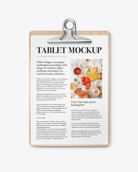 Wooden Tablet with Paper Mockup