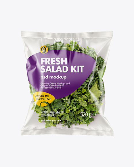 Plastic Bag With Salad Kit Mockup