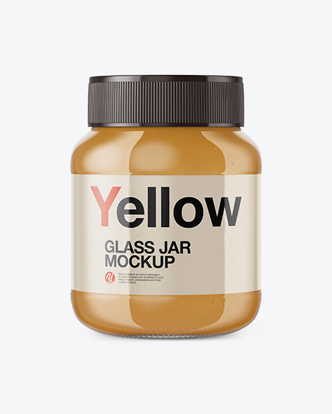 Glass Jar with Peanut Butter Mockup - Front View