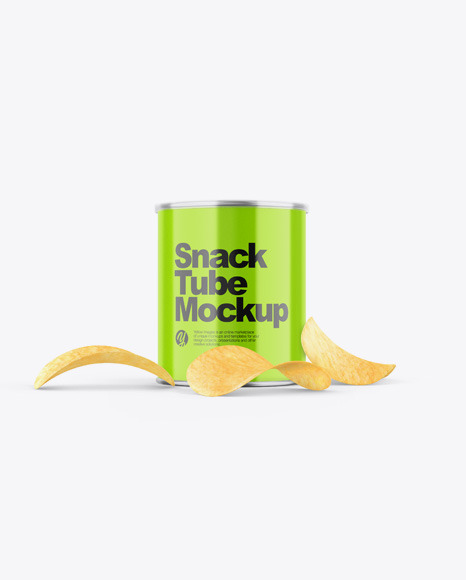 Glossy Snack Tube w/ Chips Mockup