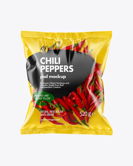 Plastic Bag With Red Chili Peppers Mockup