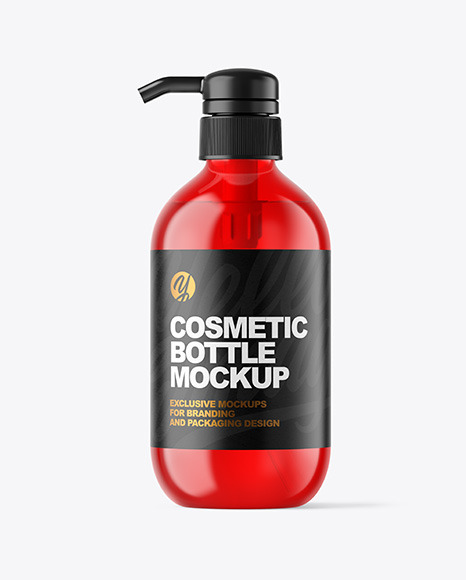 Plastic Cosmetic Bottle with Pump Mockup