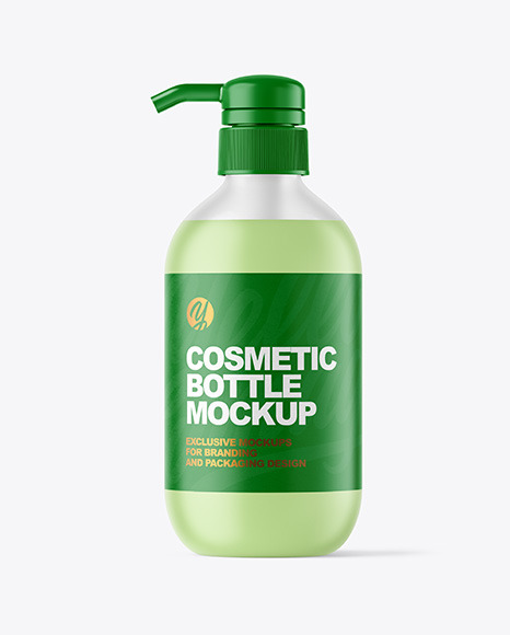 Frosted Cosmetic Bottle with Pump Mockup