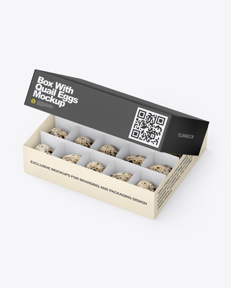 Paper Box With Quail Eggs Mockup