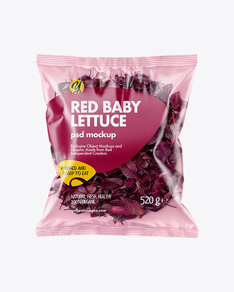 Plastic Bag With Red Baby Lettuce Mockup