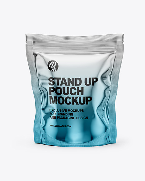 Metallic Stand Up Pouch Bag Mockup